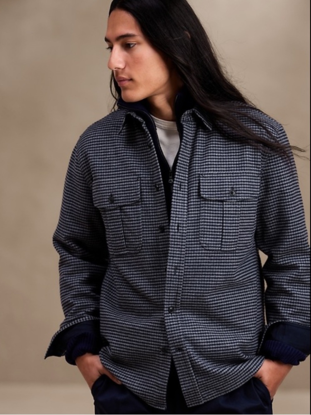 Banana Republic Men's Blue Explorer Heavy Flannel Shirt Jacket Size L